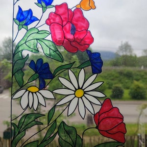 wicoart sticker window cling stained glass vitrail decal wild flowers corner image 6