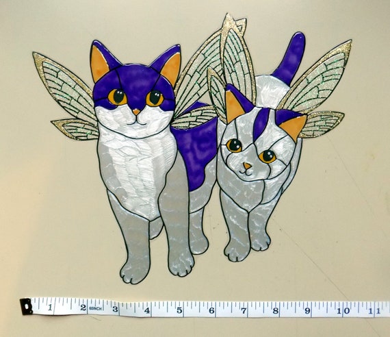 WICOART WINDOW COLOR STICKER CLING DECAL VITRAIL CHAT AILEE WINGED CAT WICOART WINDOW COLOR STICKER CLING DECAL VITRAIL CHAT AILEE WINGED CAT