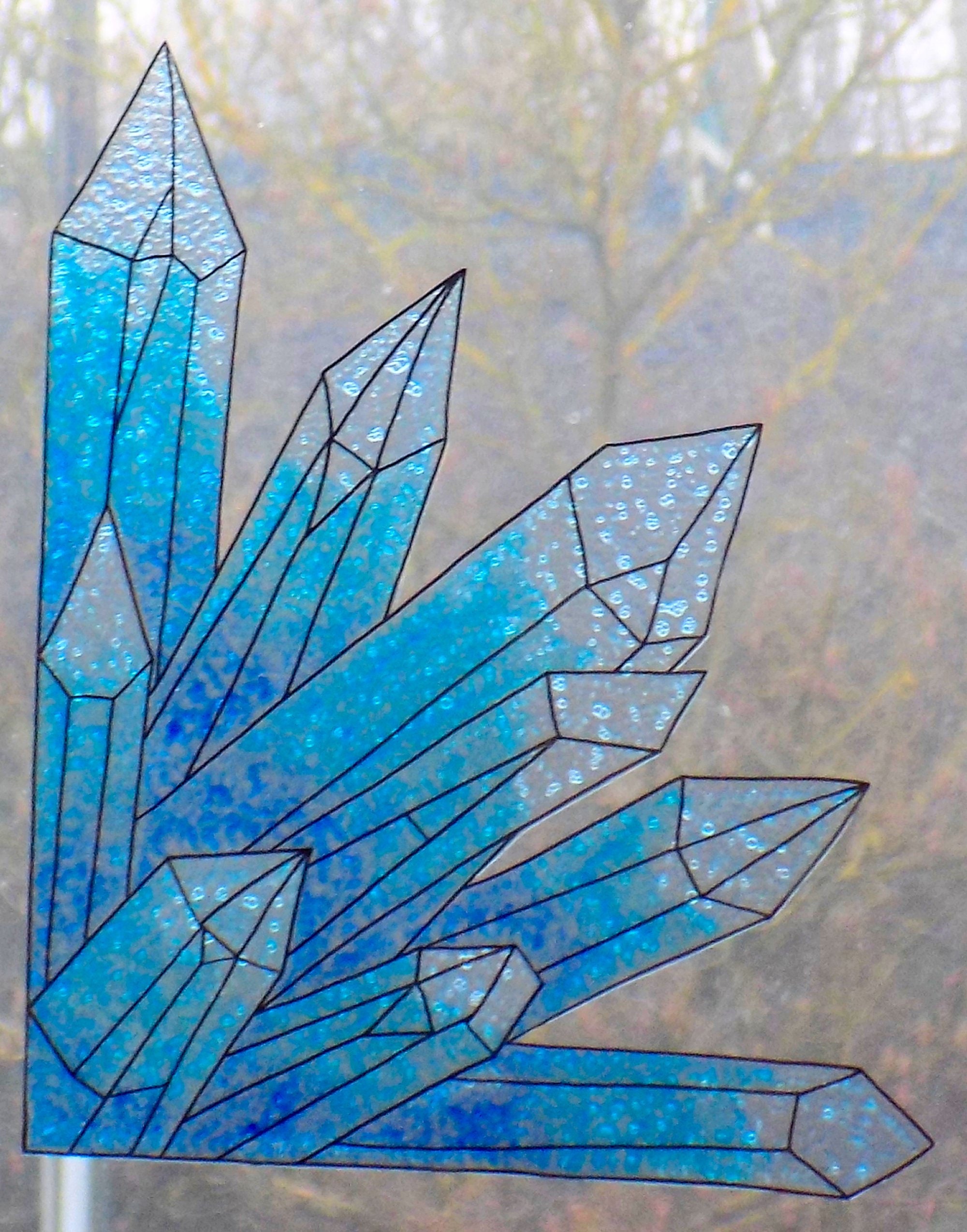 Wicoart Sticker Window Cling Stained Glass Art Angles de Fenêtre Cristaux Pierres Géodes