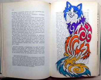 wicoart bookmark marque page window color stained glass effect made by hand unique ooak cat