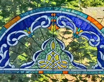 Hand-Painted Stained Glass Window Cling Celtic Arc Decor