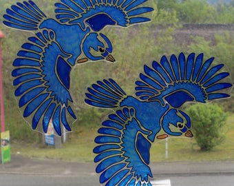 wicoart sticker window cling stained glass effect lot of 2 birds