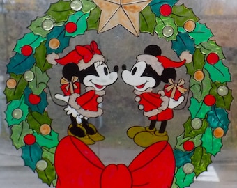 wicoart sticker window color cling stained glass vitrail art Christmas disney mickey minnie mouse