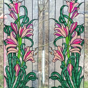 wicoart sticker window color cling stained glass art decal set de 2 panneaux chèvrefeuille grande taille