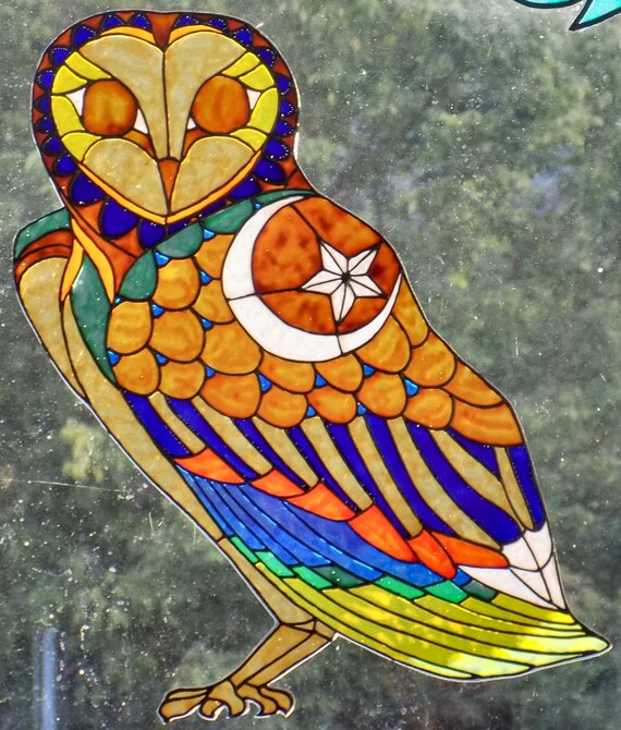 Lot Stickers Vitrail WICOART - Oiseaux & Anges - Faux Vitrail Repositionnable - Multicolore