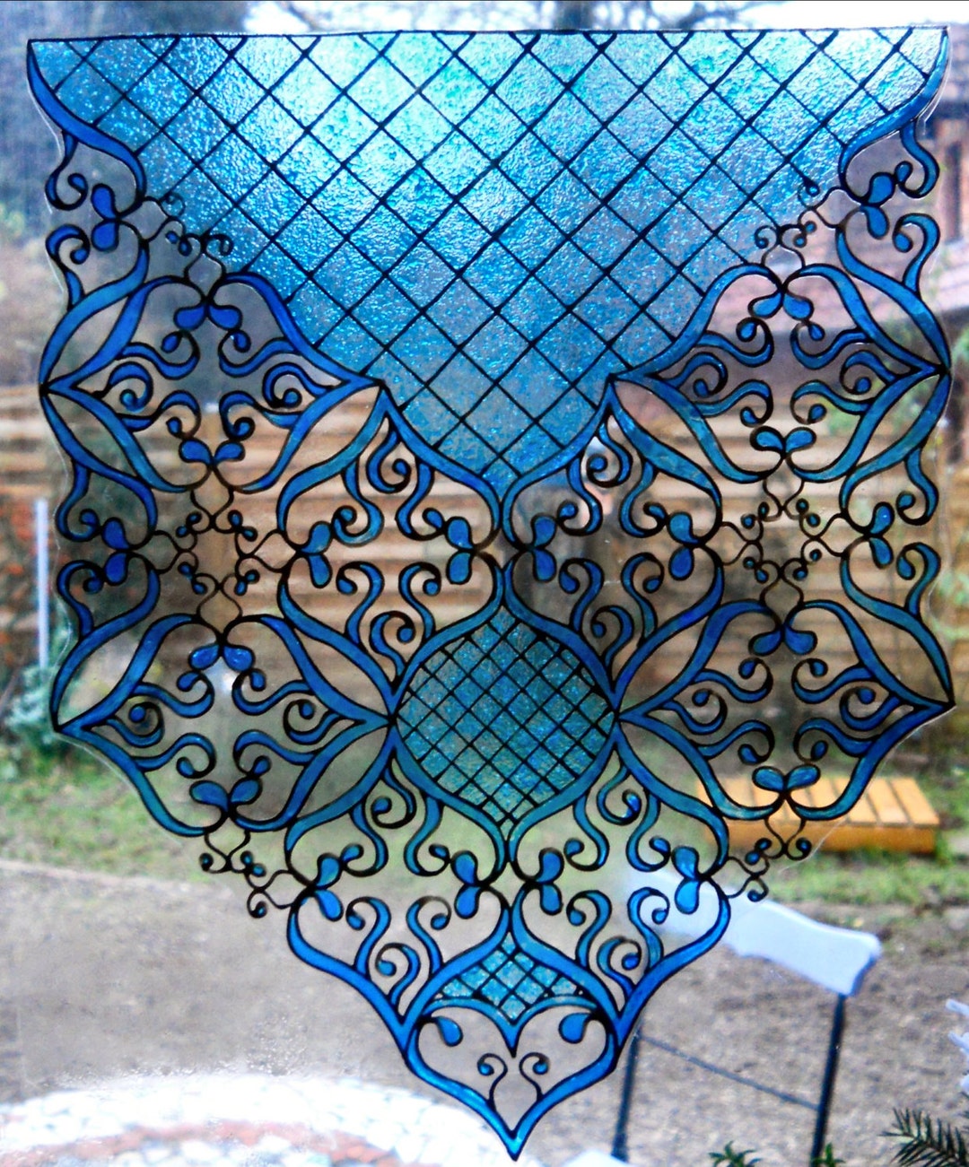 Sticker Vitrail Repositionnable Glycine - 40x30 Cm - Fait Main En France - Décoration Fenêtre