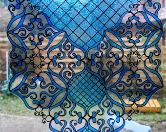 wicoart sticker window cling stained glass vitrail rideaux 20x25 cm ( 8x10 inches)