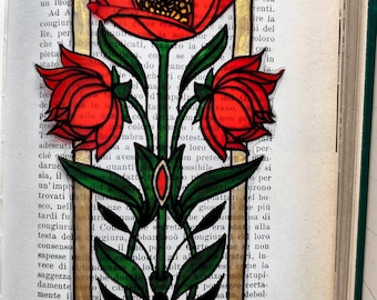 wicoart bookmark window color stained glass look vitrail art nouveau poppies