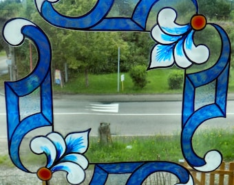wicoart sticker window cling stained glass effect lot of 2 corners art deco