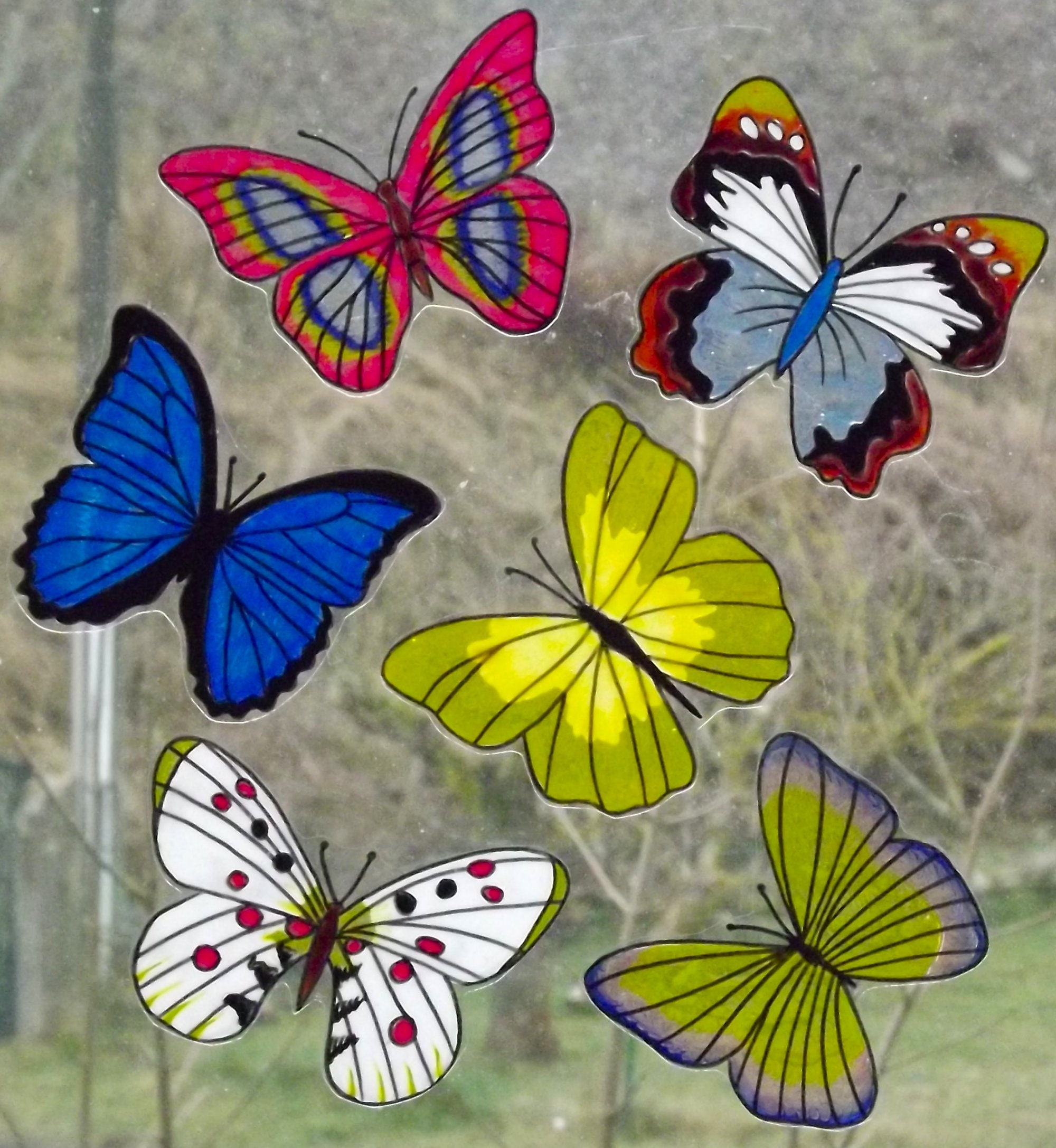 Wicoart Sticker Window Cling Stained Glass Lot de 6 Papillons