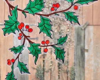 wicoart sticker window cling stained glass effect corner HOLLY 20x20 cm