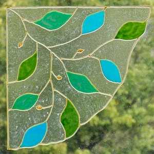 wicoart sticker window color cling stained glass vitrail handpainted decal corner leaves gold outlines