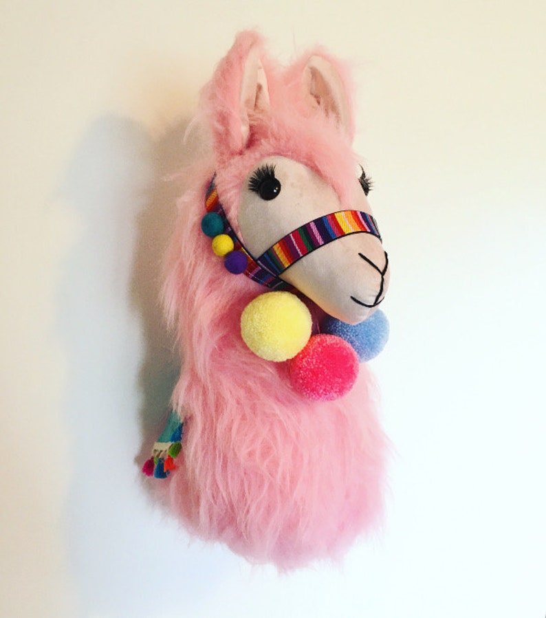 Llama ..pink Faux Fur LLAMA Wall Mount .. Faux Taxidermy Wall Etsy UK