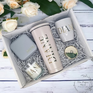 Personalised - Gift Set - Birthday Present - For Her- Hamper - Purple - Pink - Green - Gold - Beige - Black - Silver - Mug - Candle - Mirror