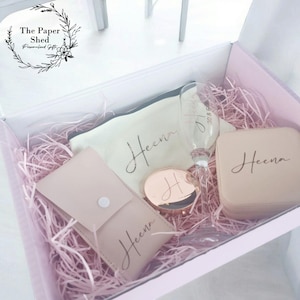 Special Birthday, PROM, Personalised gift set, hamper, make up bag, jewellery box, mirror, champagne flute glass