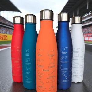 NEW F1 inspired 2026 track calendar name thermal water bottle engraved 2025