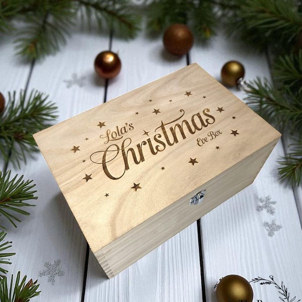Coffret Réveillon de Noël personnalisé en bois gravé