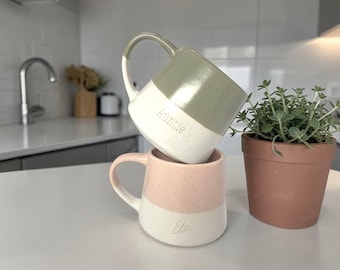 Engraved Speckled Pattern Personalised Drink Mug with Name - Pastel Bright