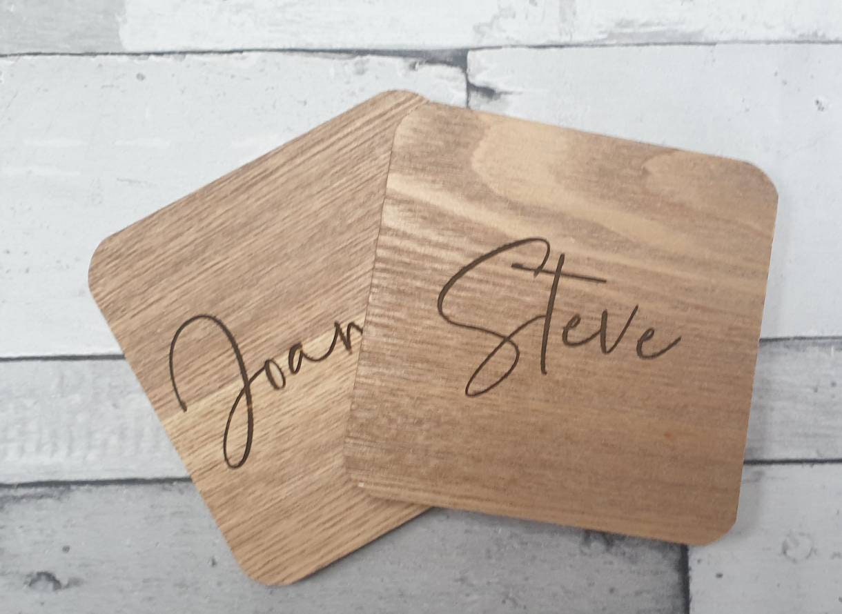 Engraved Personalised Wooden Placemats and Drinks Coaster Sets Etsy