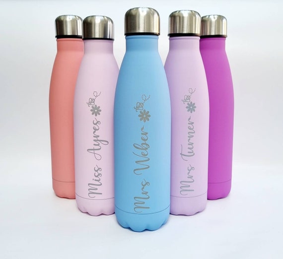 Water Bottles Personalised Engraved 500ml Waterbottle Coloured Double Wall  Flask, Gym Gift Coach Gift, Reusable Bottle, Hot or Cold 