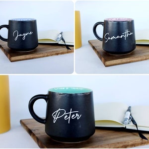 Personalised drink mug with name charcoal