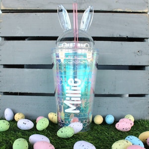 Personalised Easter Chick Cup With Swirly Straw , Easter Tumbler