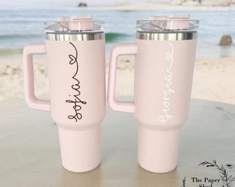 Travel Mugs Personalised Large 40oz Cups Thermal Quench With Handle Heart