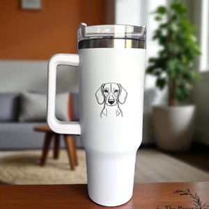 Custom Scribble Dog Personalised Name Large 40oz  Travel Mugs Pastel Colours Thermal Cup with Handle Birthday Gift