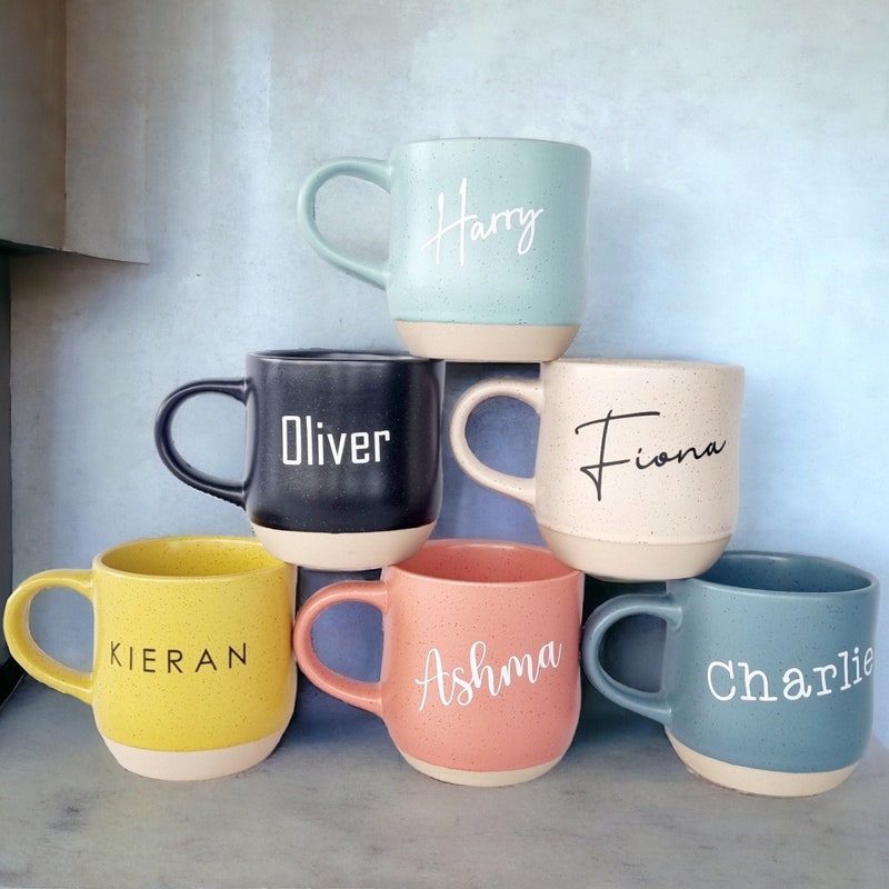 🎁Buy 2 FREE SHIPPING🎁Personalized Mug, Coffee Cup, Home, Biscuit Base Name Mug Engagement Gift