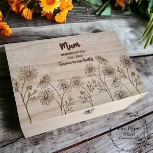 Memorial Memory Wooden Engraved Box Keepsakes Funeral Loss