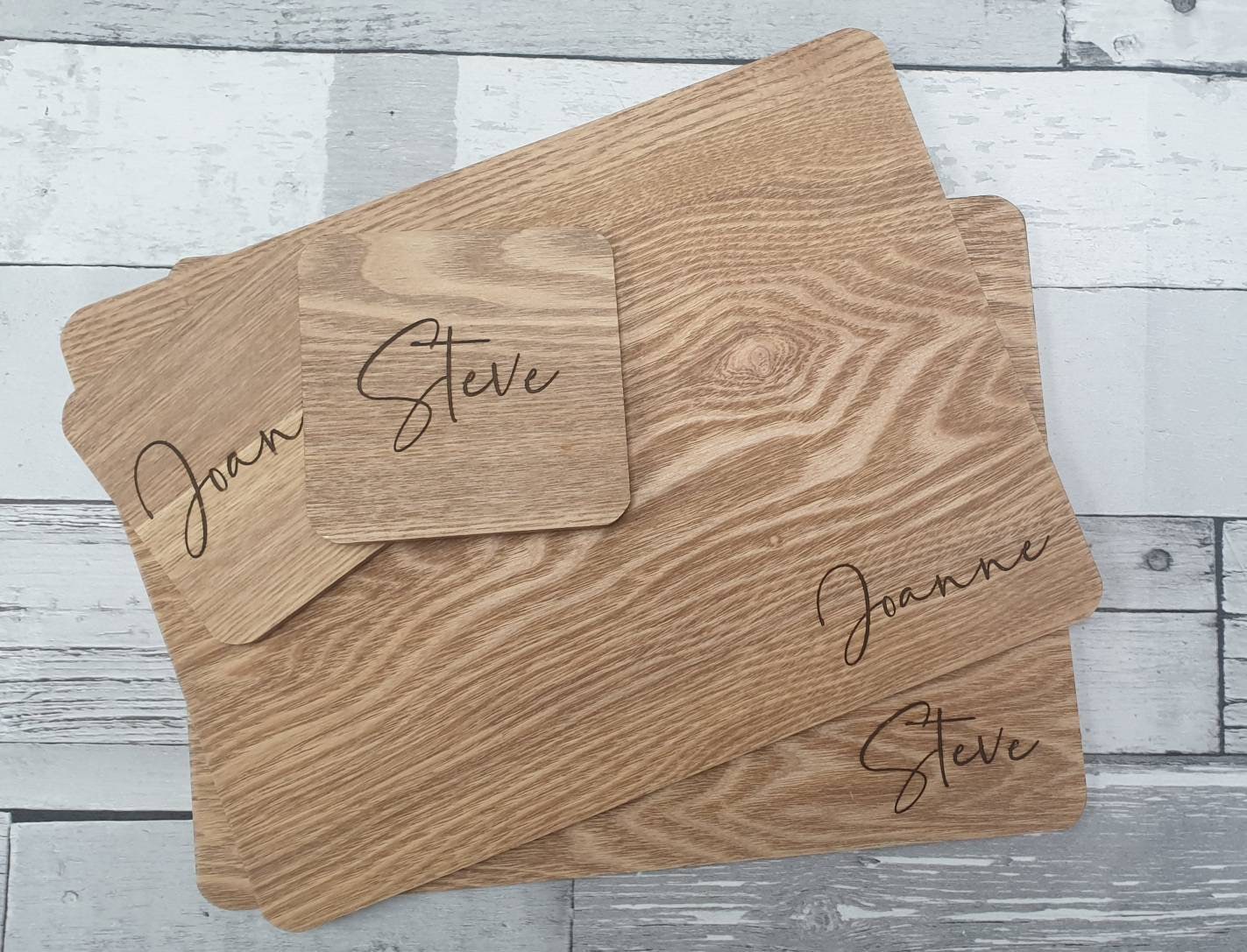 Engraved Personalised Wooden Placemats and Drinks Coaster Sets Etsy
