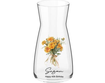 Birthday Gift Vase Flowers Personalised