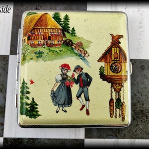 Zigarettentasche Heimatlandschaft, Volkskunst Dorfmuster, Muttertagsgeschenk vom Sohn