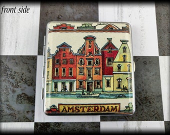 Cigarette case Amsterdam, Travel canal houses, Cigarette box Art Netherlands House