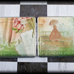 Portasigari donna Vintage Rose e Lady scatola di sigarette Vintage Love coppia regalo biglietto da visita box