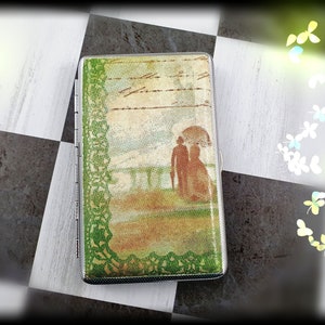 Portasigarette vintage da donna, scatola di sigarette Rose e Lady, Porta biglietti da visita regalo Love couple