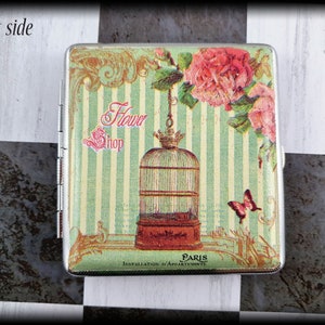 Vogelkäfig Zigarettenetschere im klassischen Stil mit Paris Blumenladen Tabaktasche mintgrün vintage Stil
