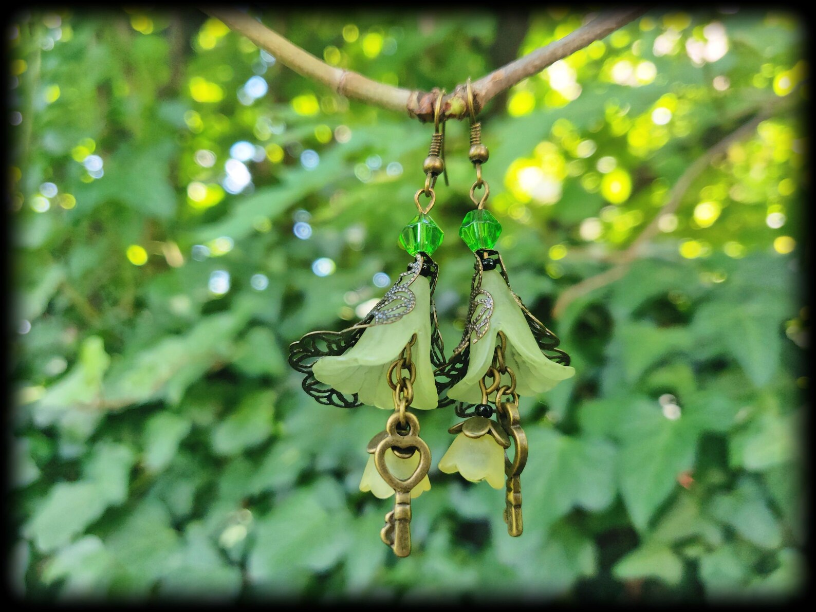 Green Flower Earrings main image 0