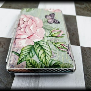 100s Cigarette Case Butterfly Design Rose Flowers Vintage Slim - Etsy