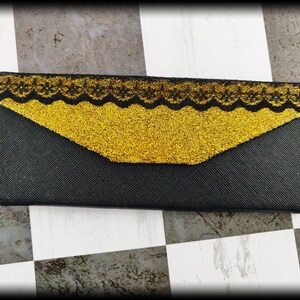 Collapsible Glasses case, Eyeglass case Sparkly gold tinsel, Foldable sunglasses case