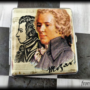 Zigarettenhülle Wolfgang Amadeus Mozart, Metall Zigarettenschachtel Zigarettenspender