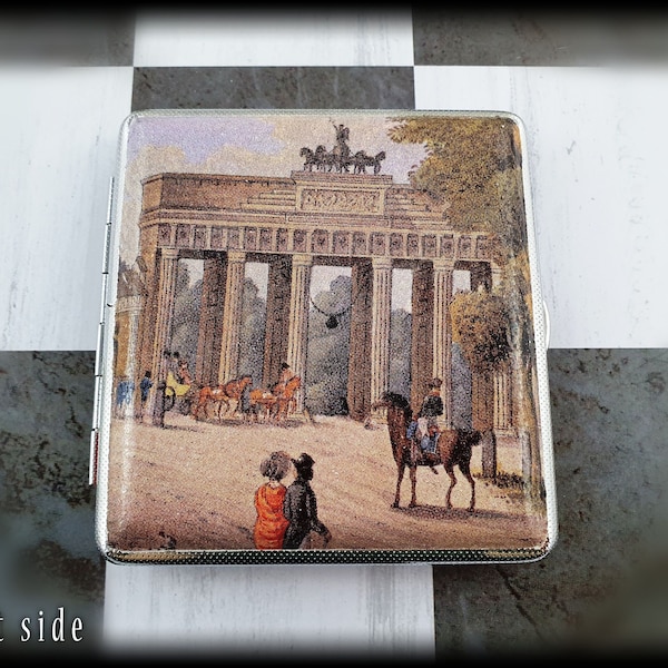 Caja del cigarrillo Caja del cigarrillo de la puerta de Brandenburg Caja de la ciudad de Berlín estilo de la vendimia inspirado