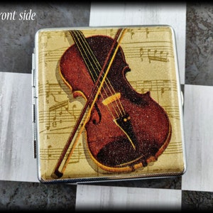 Geige Zigarettenhülle Hard Sheet Musik Zigarettenschachtel Geige Kunst, Visitenkartenhalter Violinzubehör