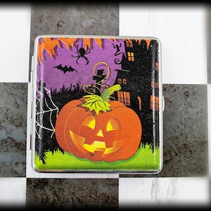 Zigarettenetui Halloween Kunst Illustration Metall Portemonnaie & Visitenkartenhalter