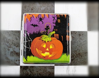 Cigarette case Halloween art illustration metal wallet & Business card holder