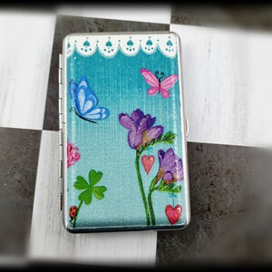 Portasigarette 100s Hippie nature, Porta carte di credito Cartoon nature Custodia per biglietti da visita