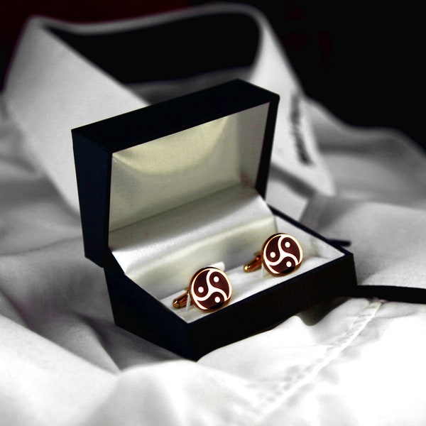 Cufflinks BDSM 24K gold platet triskele stainless