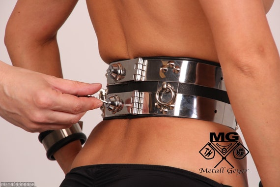 Waist Shackle O Ring Belt Stainless Steel BDSM Waist Cincher Lockable  Jewelry 