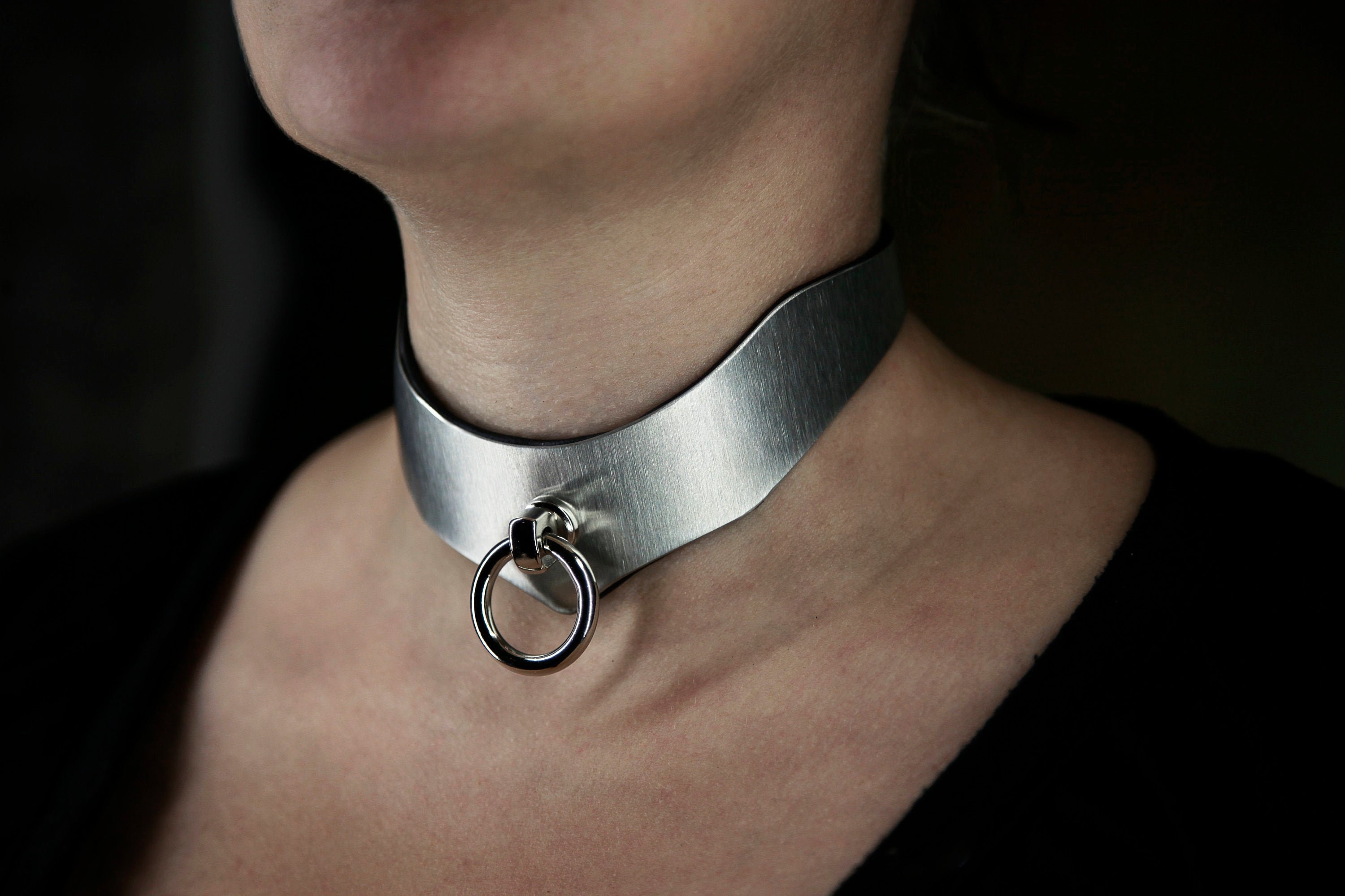 Collier BDSM personnalisable, verrouillable et réglable, en acier