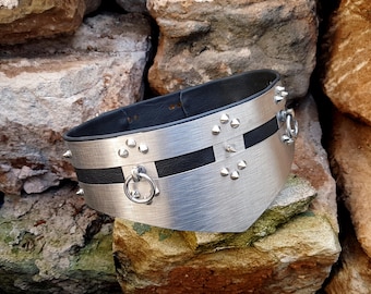 BDSM Waist Cincher – Stainless Steel & Leather Restraint, Adjustable, lockable, Custom Engraving, BDSM Belt, Fetish Jewelry